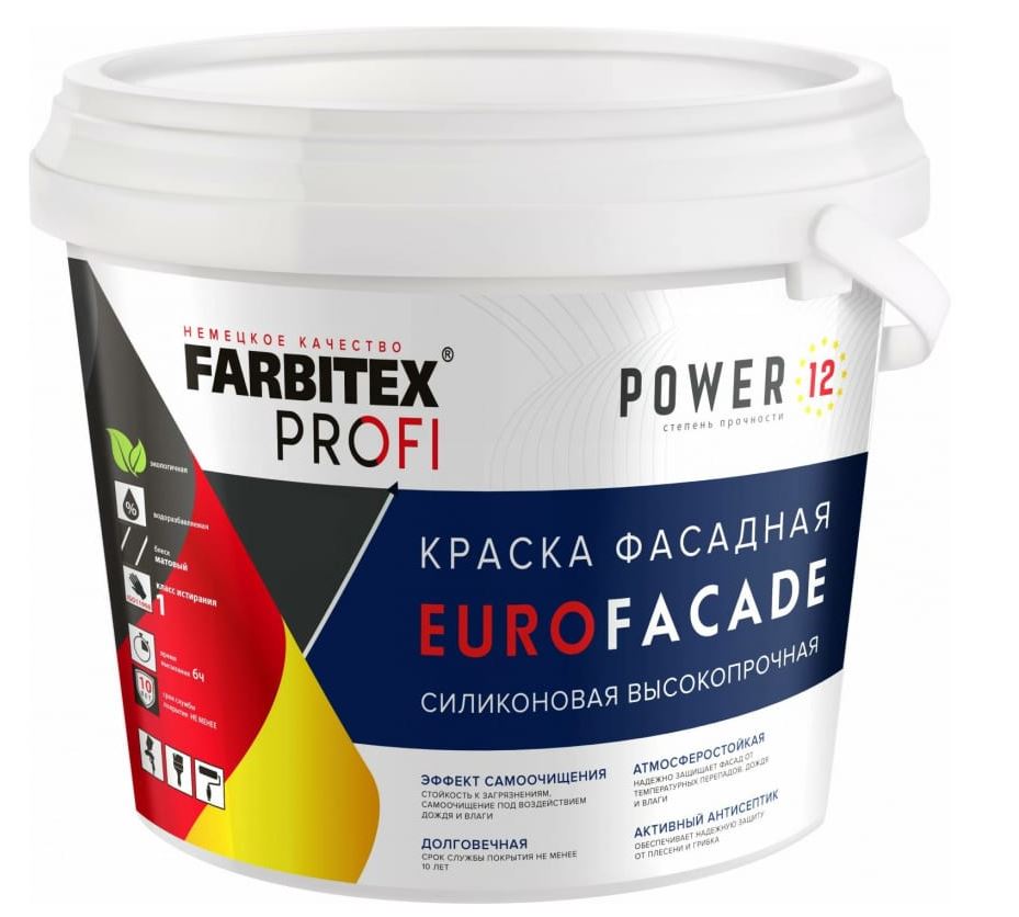 Краска Farbitex Profi фасадная 3 кг EuroFasade база А силикон.
